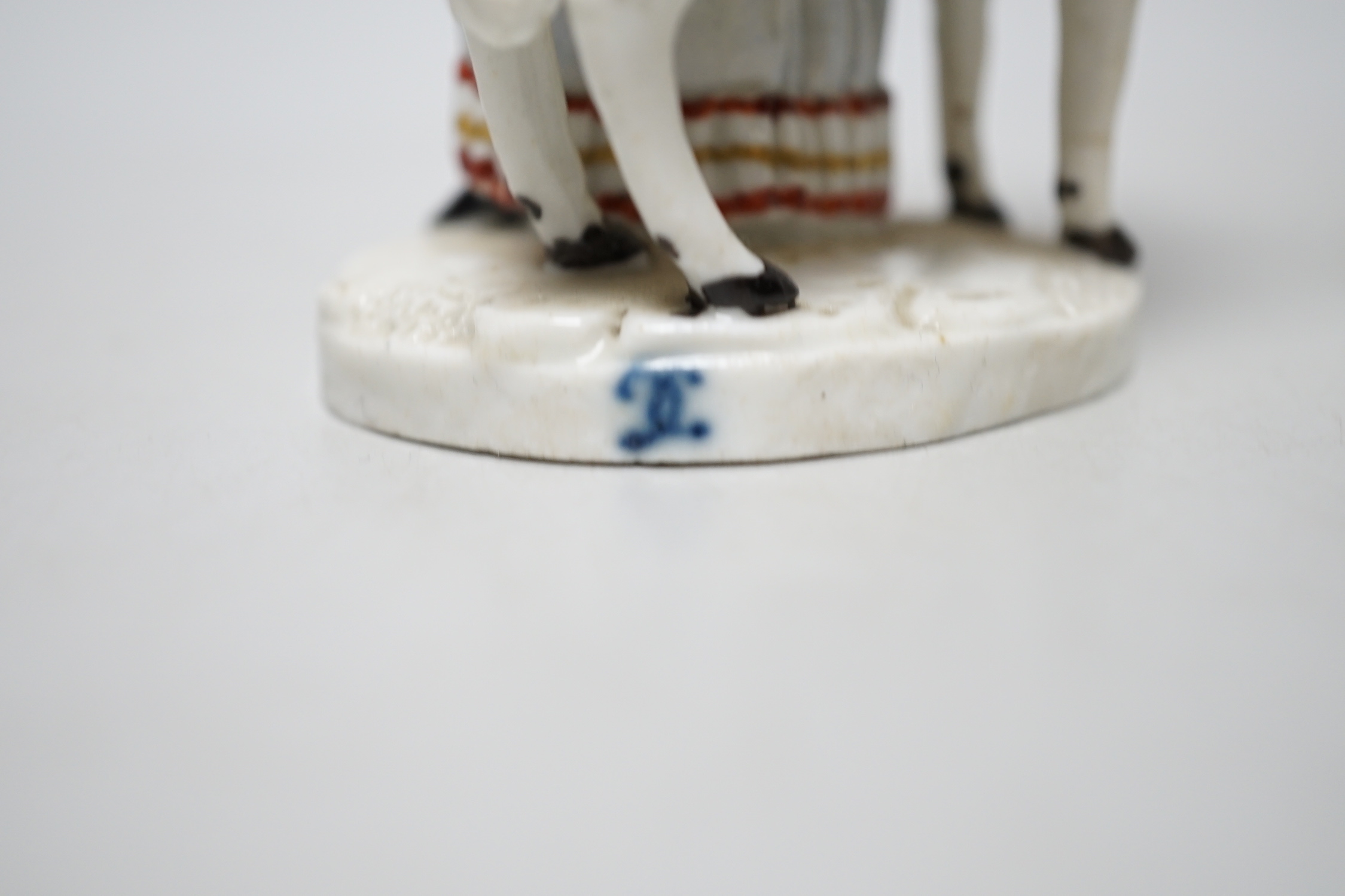 A pair of late 18th century Ludwigsburg porcelain figures, tallest 14cm